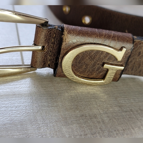 SALE M Genuine Leather Guess Belt Gold Hardware Sz M - Picture 14 of 16